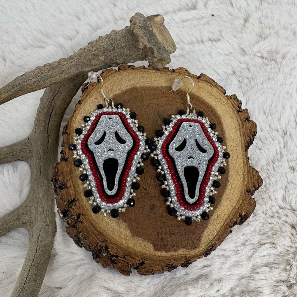 Beaded Scary Movie Halloween Earrings